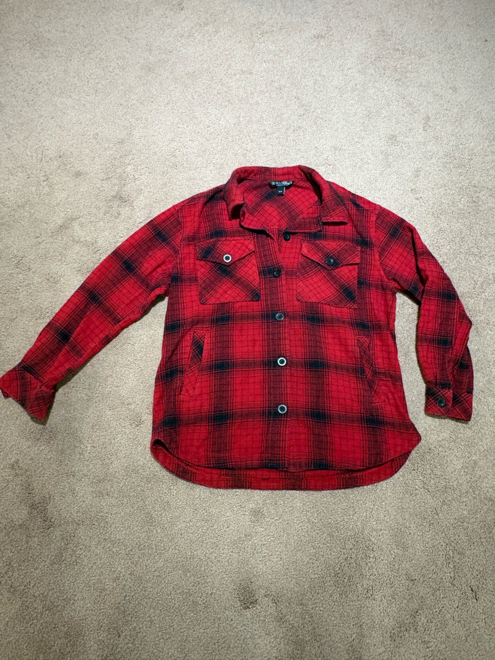 The BC clothing co Red Plaid Button-Down Shirt Jacket 100% cotton size small